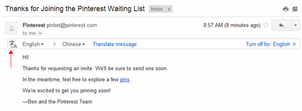 Gmail Translate Message