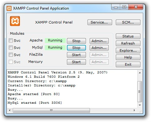 XAMPP Control Panel